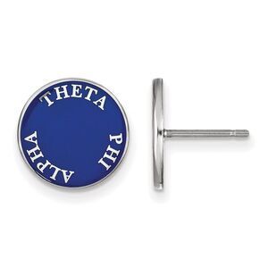 Sterling Silver Blue Enamel Theta Phi Alpha Post Earrings